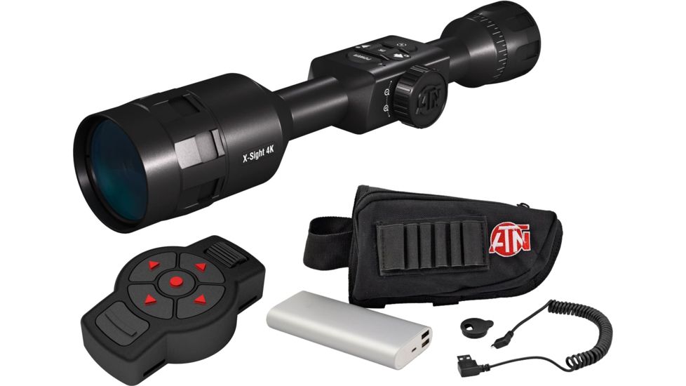 ATN X-Sight 4K Buckhunter Daytime Rifle Scope, 3-14x50mm, 30mm Tube, First Focal Plane, Beginner Kit Battery Pack w/ X-Trac, Black, DGWSXS3144KB-KIT1
