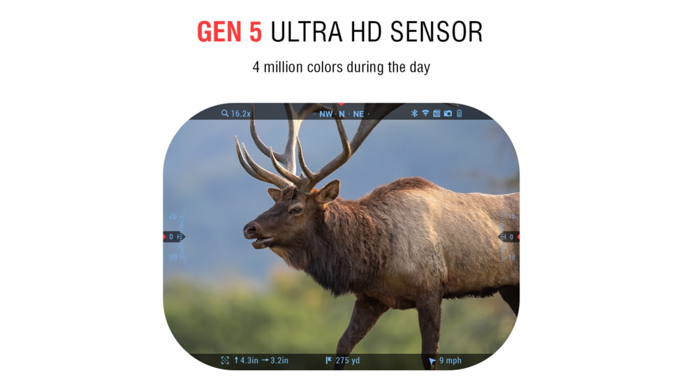 ATN X-Sight 5 LRF 3-15x UHD Smart Day/Night Hunting Rifle Scope, 30mm Tube w/ Gen 5 Sensor, Multiple Patterns &amp; Color Options Reticle, Black, DGWSXS3155LRF