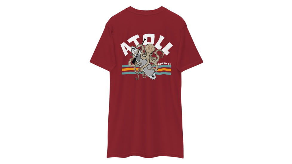 Atoll Board Co Atoll Heavyweight Tee with Octopus and Paddle Board Design - Brick Red, L - Brick Red,L, 628E7F1B6395EBrick-Red-L