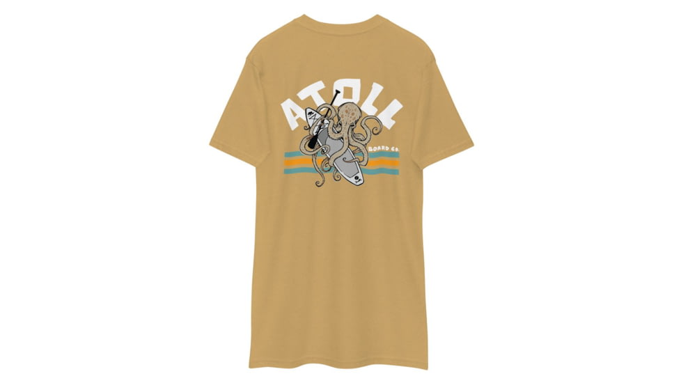 Atoll Board Co Atoll Heavyweight Tee with Octopus and Paddle Board Design - Vintage Gold, 4XL - Vintage Gold,4XL, 628E7F1B6395EVintage-Gold-4XL