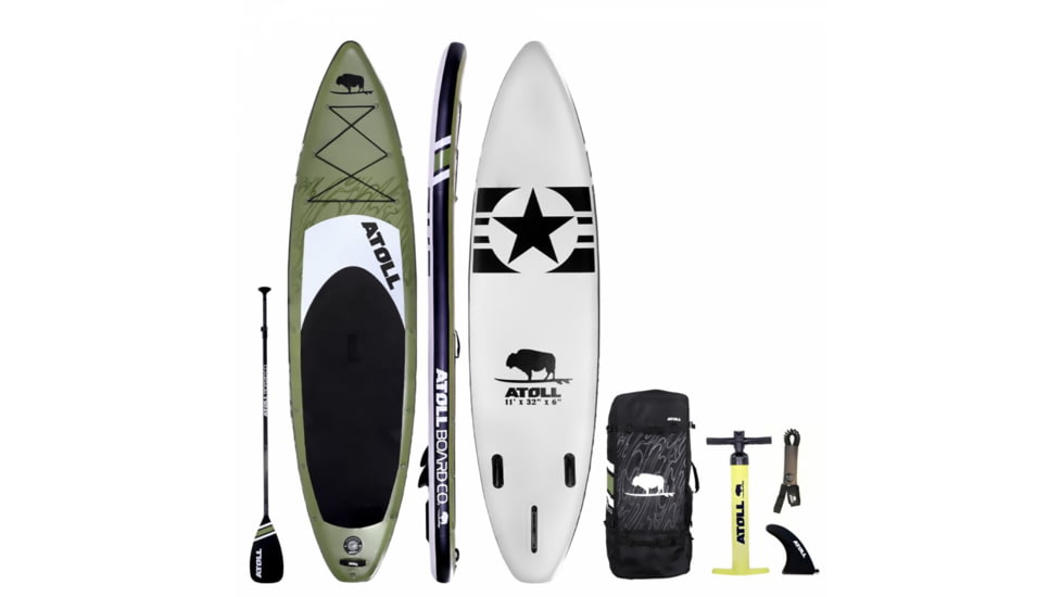 Atoll Board Co ATOLL INFLATABLE PADDLE BOARD - 11 ft: High Quality &amp; Best Paddle Board - Army Green - Army Green, SQ2733813