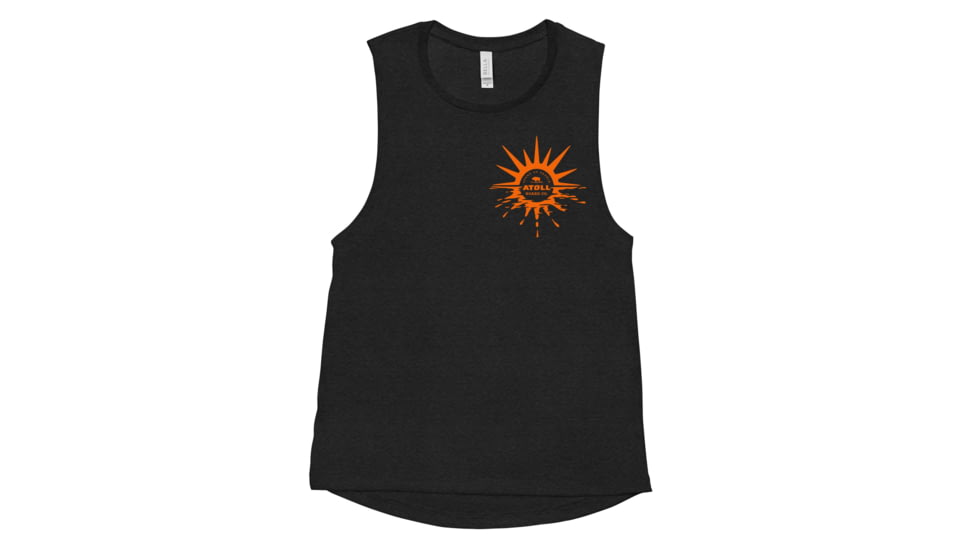Atoll Board Co Ladies Muscle Tank with Atoll Horizon Sunset Graphic - Black Heather, L - Black Heather,L, 64518BAA8DF22Black-Heather-L