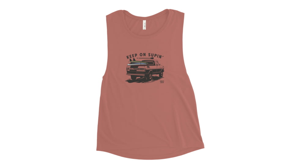 Atoll Board Co Ladies Muscle Tank with Atoll Paddle Board Truck Graphic - Mauve, XL - Mauve,XL, 6459504AB336BMauve-XL