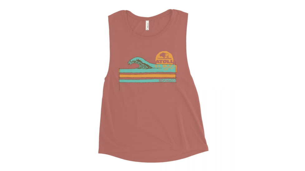 Atoll Board Co Ladies Muscle Tank with Atoll Wave Graphic - Mauve, XL - Mauve,XL, 62C1E097DA5B5Mauve-XL