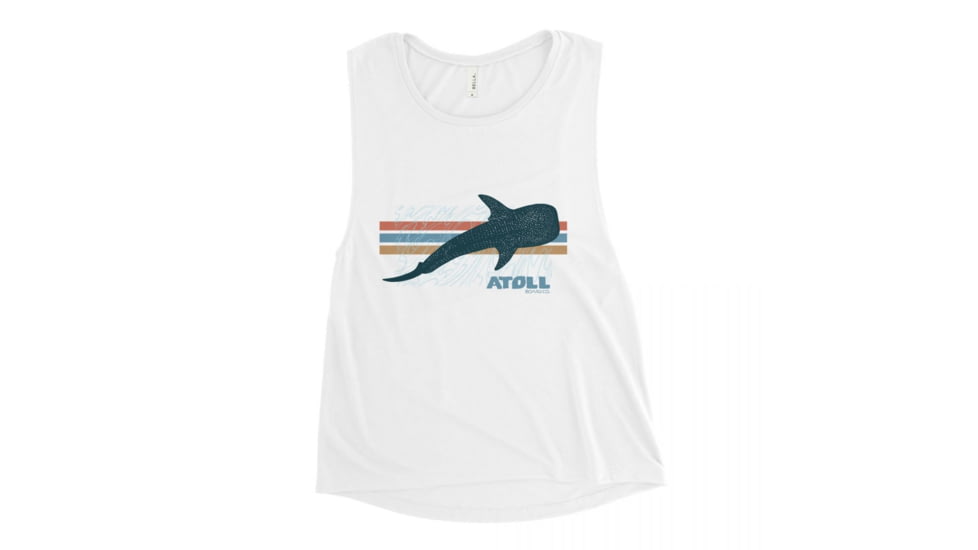 Atoll Board Co Ladies Muscle Tank with Atoll Whale Shark Graphic - White, 2XL - White,2XL, 62C614FF9083DWhite-2XL