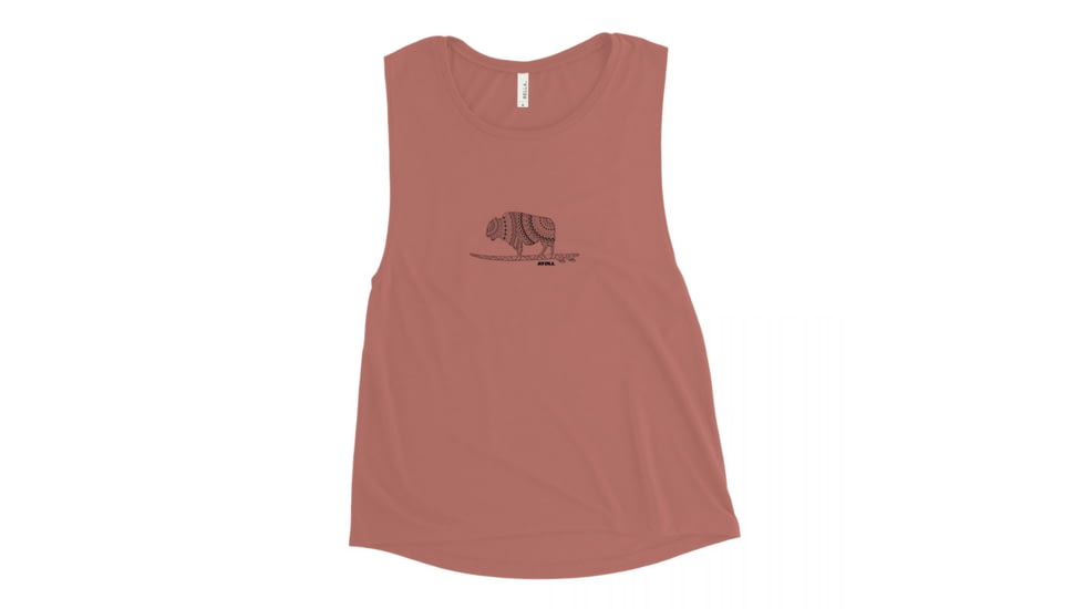 Atoll Board Co Ladies Muscle Tank with Black Atoll Mandala Graphic - Mauve, M - Mauve,M, 62C1E4ECEE156Mauve-M