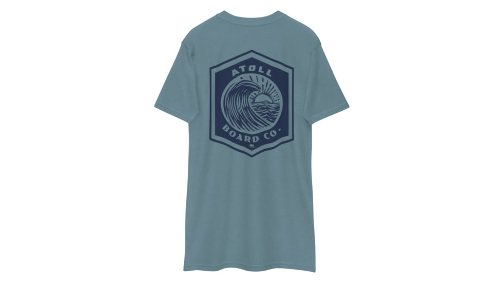 Atoll Board Co Mens Heavyweight tee with Blue Atoll Wave Graphic - Agave, S - Agave,S, 6463948B38FC3Agave-S