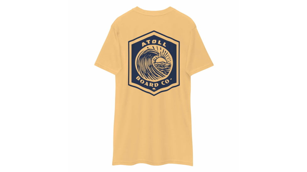 Atoll Board Co Mens Heavyweight tee with Blue Atoll Wave Graphic - Vintage Gold, 3XL - Vintage Gold,3XL, 6463948B38FC3Vintage-Gold-3XL
