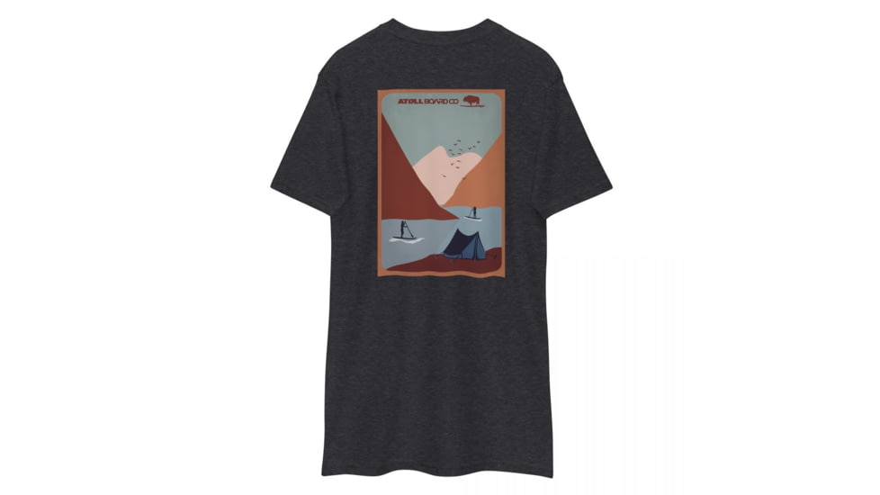 Atoll Board Co Mens premium heavyweight tee with Atoll Campsite Graphic - Charcoal Heather, L - Charcoal Heather,L, 62C604F24CC2FCharcoal-Heather-L