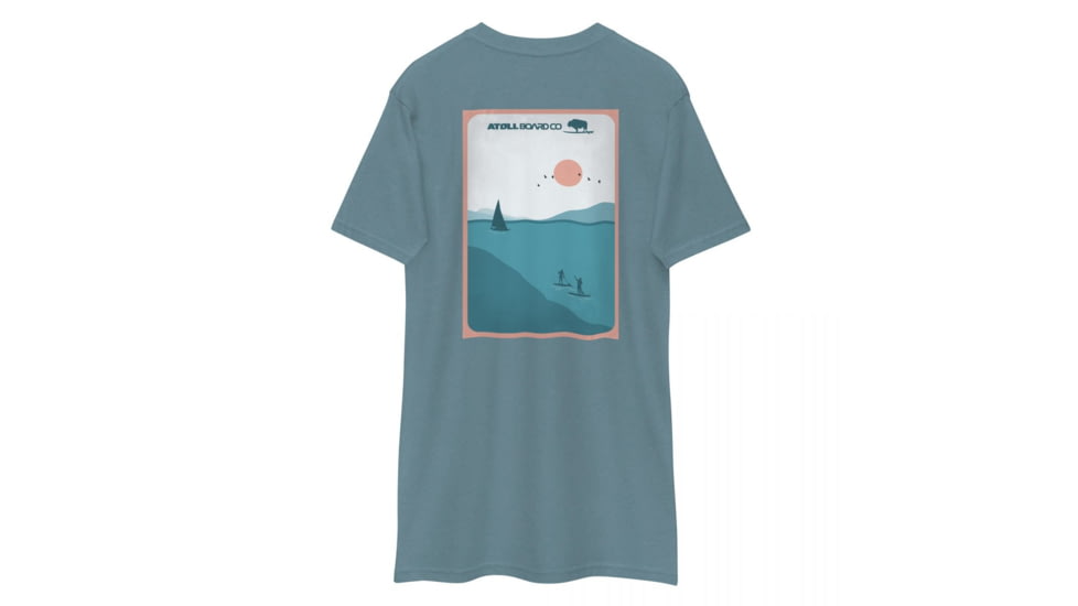Atoll Board Co Mens premium heavyweight tee with Atoll Harbor Paddle Graphic - Agave, L - Agave,L, 62C6061F6D656Agave-L