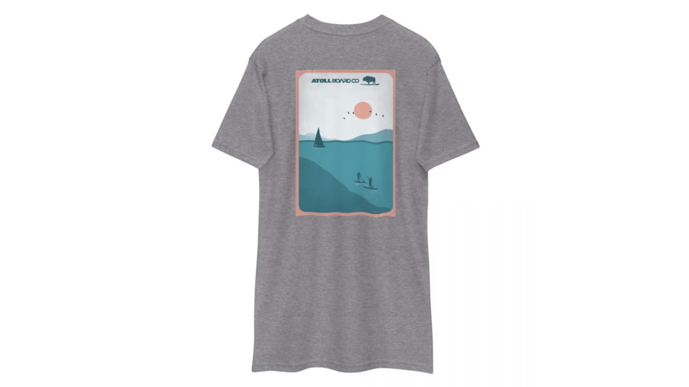 Atoll Board Co Mens premium heavyweight tee with Atoll Harbor Paddle Graphic - Carbon Grey, L - Carbon Grey,L, 62C6061F6D656Carbon-Grey-L