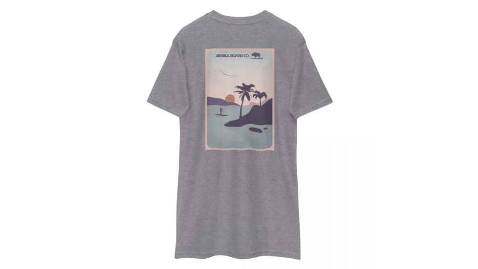 Atoll Board Co Mens premium heavyweight tee with Atoll Island Paddle Graphic - Carbon Grey, 4XL - Carbon Grey,4XL, 62C6041422987Carbon-Grey-4XL