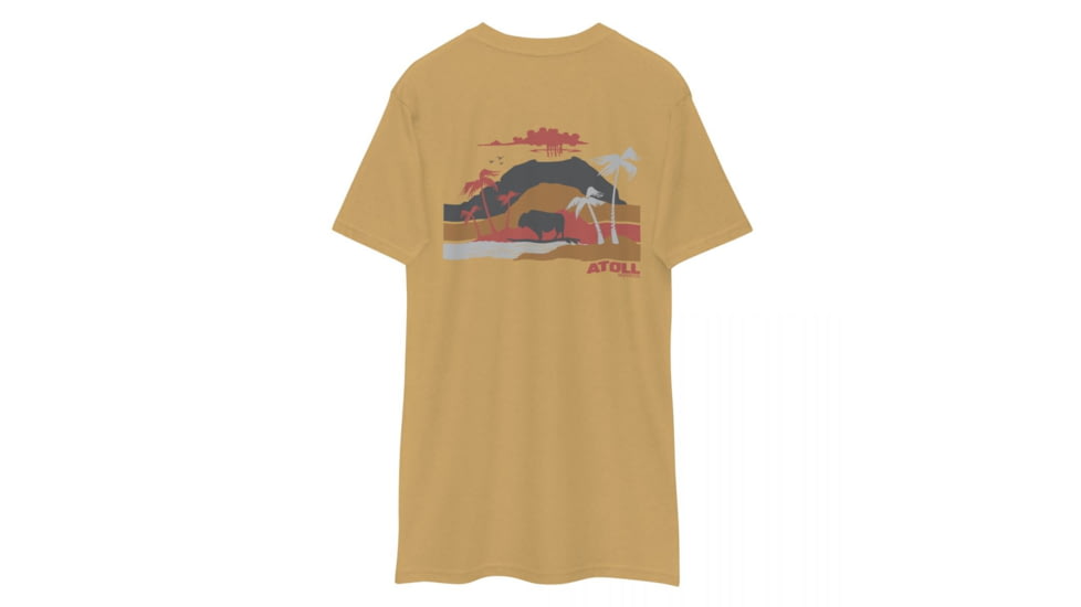 Atoll Board Co Mens premium heavyweight tee with Atoll Volcano Graphic - Vintage Gold, L - Vintage Gold,L, 62FBD261EF61DVintage-Gold-L