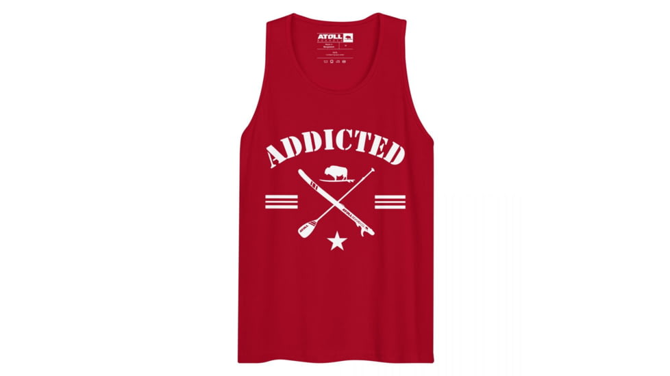 Atoll Board Co Mens premium tank top with Addicted to Paddle Boarding Graphic - Red, L - Red,L, 62E957FE1F679Red-L