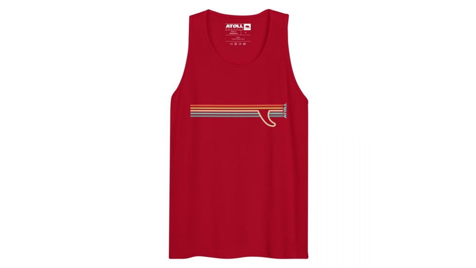 Atoll Board Co Mens premium tank top with Atoll Fin Graphic - Red, XL - Red,XL, 62F296FF9796ARed-XL