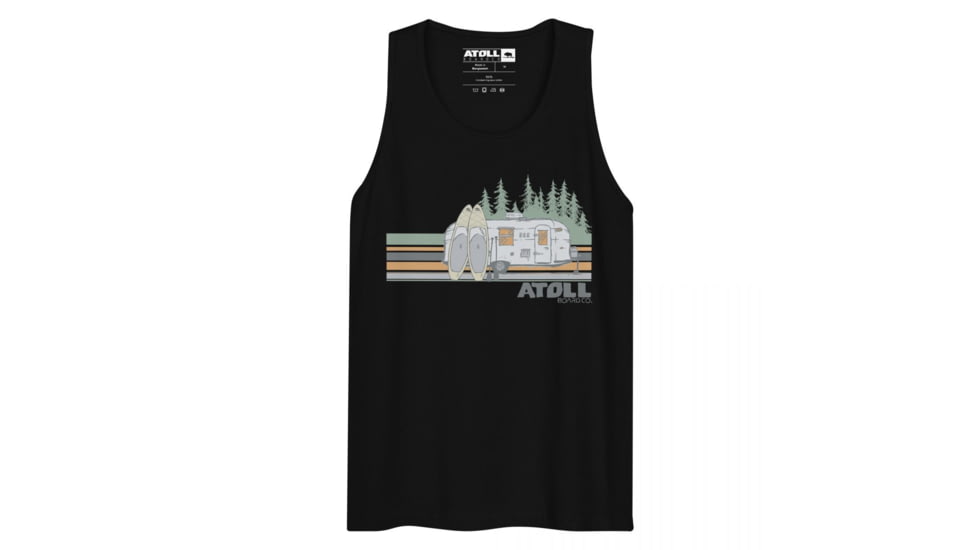 Atoll Board Co Mens premium tank top with Atoll SUP Camp Graphic - Black, S - Black,S, 62C33C7E798EFBlack-S