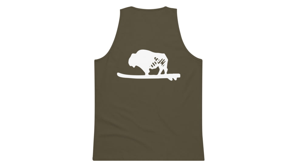 Atoll Board Co Mens Tank Top with Atoll Bison Logo - Military Green, S - Military Green,S, 62905363E2E77Military-Green-S