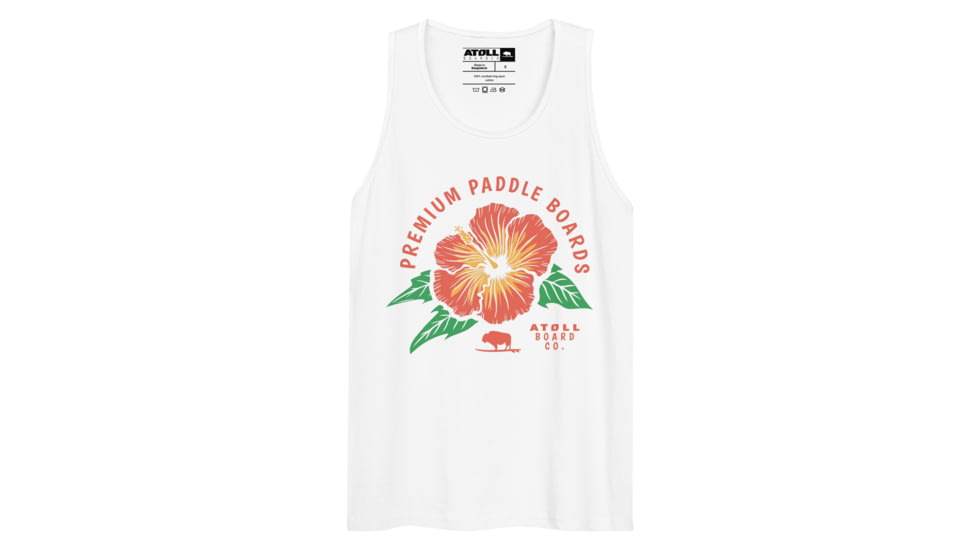 Atoll Board Co Mens Tank Top with Atoll Island Flower Graphic - White, M - White,M, 64417B88A7E57White-M