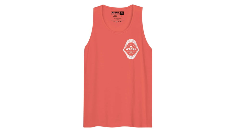 Atoll Board Co Mens Tank Top with Atoll Shark Fossil Graphic - Coral, L - Coral,L, 6487459A4AC87Coral-L