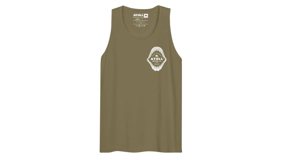 Atoll Board Co Mens Tank Top with Atoll Shark Fossil Graphic - Military Green, M - Military Green,M, 6487459A4AC87Military-Green-M