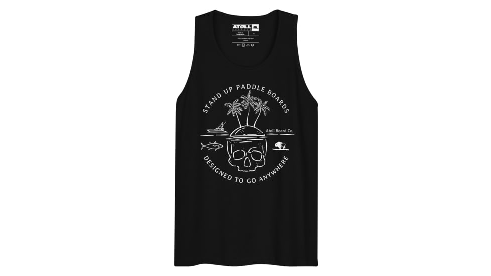 Atoll Board Co Mens Tank Top with Atoll Skull Island Graphic - Black, S - Black,S, 645044E1275D0Black-S