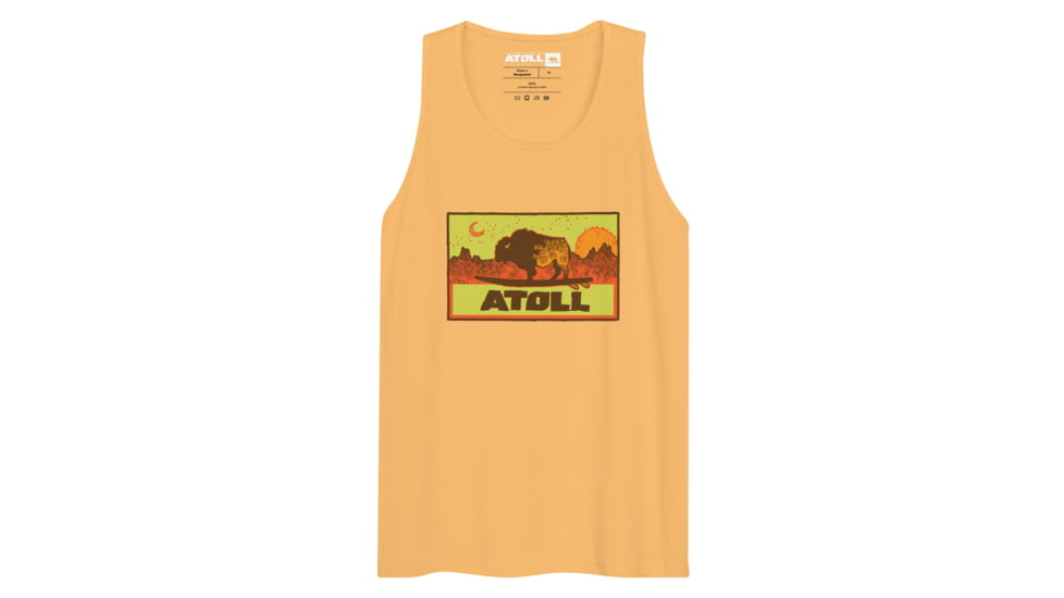 Atoll Board Co Mens Tank Top with Atoll Sunset Logo Hunter Edition - Squash, S - Squash,S, 629A5114142ABSquash-S