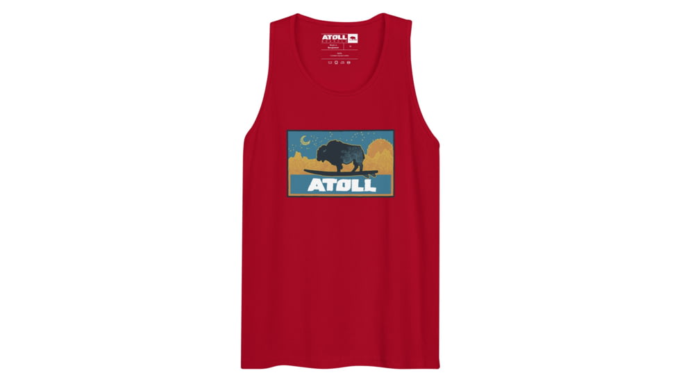 Atoll Board Co Mens Tank Top with Atoll Sunset Logo Night Edition - Red, 2XL - Red,2XL, 629A5965572DARed-2XL