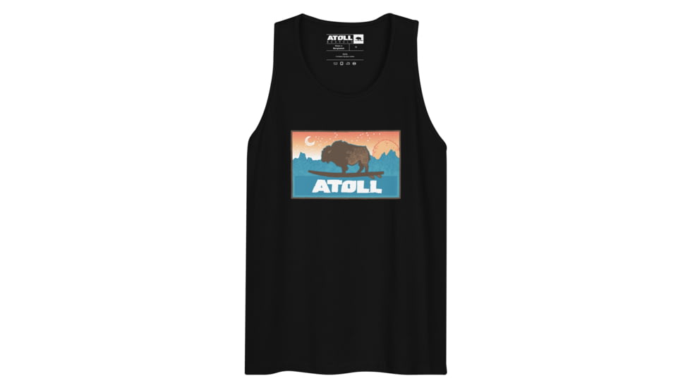 Atoll Board Co Mens Tank Top with Atoll Sunset Logo Original Edition - Black, S - Black,S, 629A5A772E8D4Black-S