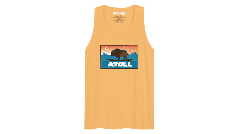 Atoll Board Co Mens Tank Top with Atoll Sunset Logo Original Edition - Squash, M - Squash,M, 629A5A772E8D4Squash-M