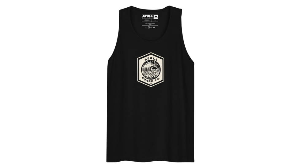 Atoll Board Co Mens Tank Top with Atoll Wave Graphic - Black, L - Black,L, 64639551098A5Black-L