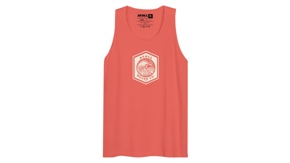 Atoll Board Co Mens Tank Top with Atoll Wave Graphic - Coral, 3XL - Coral,3XL, 64639551098A5Coral-3XL