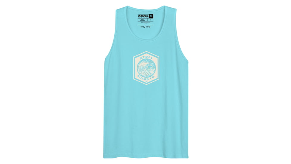 Atoll Board Co Mens Tank Top with Atoll Wave Graphic - Pacific Blue, M - Pacific Blue,M, 64639551098A5Pacific-Blue-M