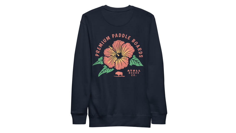Atoll Board Co Premium Crew Neck Sweatshirt with Atoll Paddle Board Island Flower Graphic - Navy Blazer, 2XL - Navy Blazer,2XL, 6441992434D68Navy-Blazer-2XL