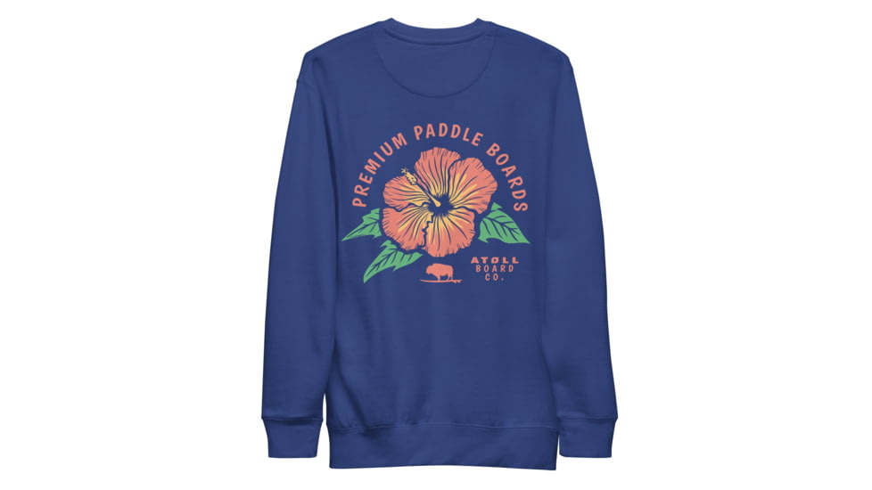 Atoll Board Co Premium Crew Neck Sweatshirt with Atoll Paddle Board Island Flower Graphic - Team Royal, L - Team Royal,L, 6441992434D68Team-Royal-L
