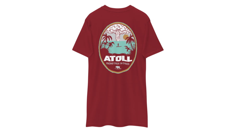 Atoll Board Co Premium Heavyweight Tee with Atoll Calm in Chaos Graphic - Brick Red, L - Brick Red,L, 637BC2B19E206Brick-Red-L