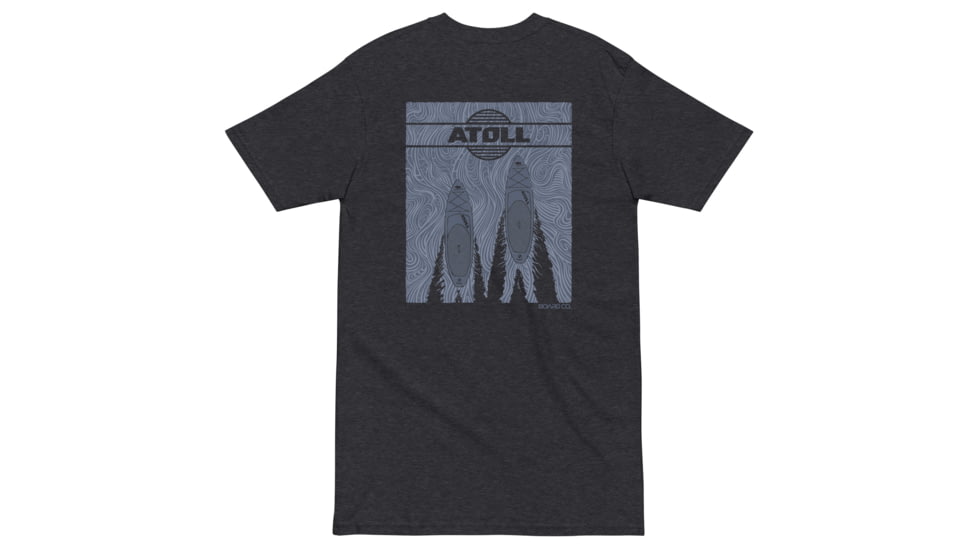 Atoll Board Co Premium Heavyweight Tee with Atoll SUP and Wake Graphic - Charcoal Heather, L - Charcoal Heather,L, 637BC94647E11Charcoal-Heather-L
