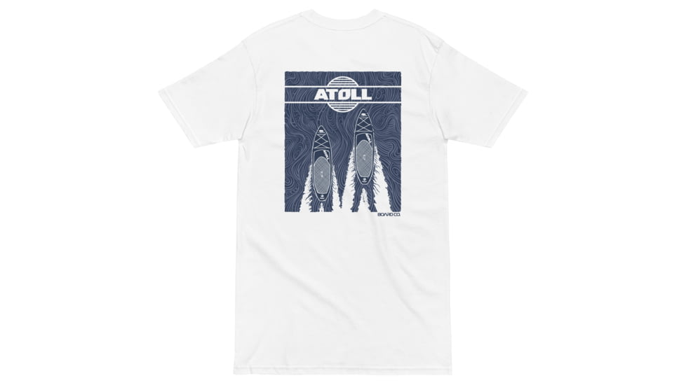 Atoll Board Co Premium Heavyweight Tee with Atoll SUP and Wake Graphic - White, 4XL - White,4XL, 637BC94647E11White-4XL