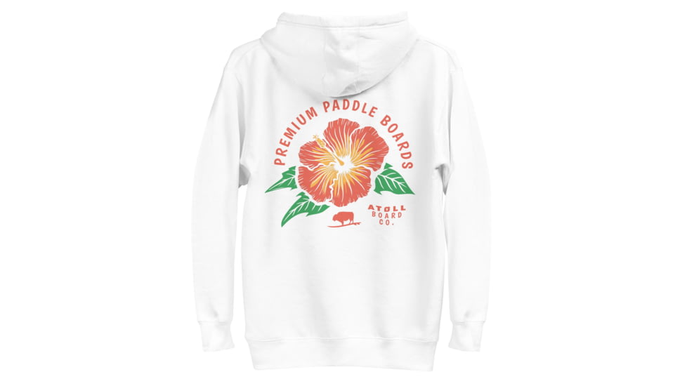 Atoll Board Co Premium Hoodie with Atoll Paddle Board Island Flower Graphic - White, L - White,L, 64418929228BDWhite-L