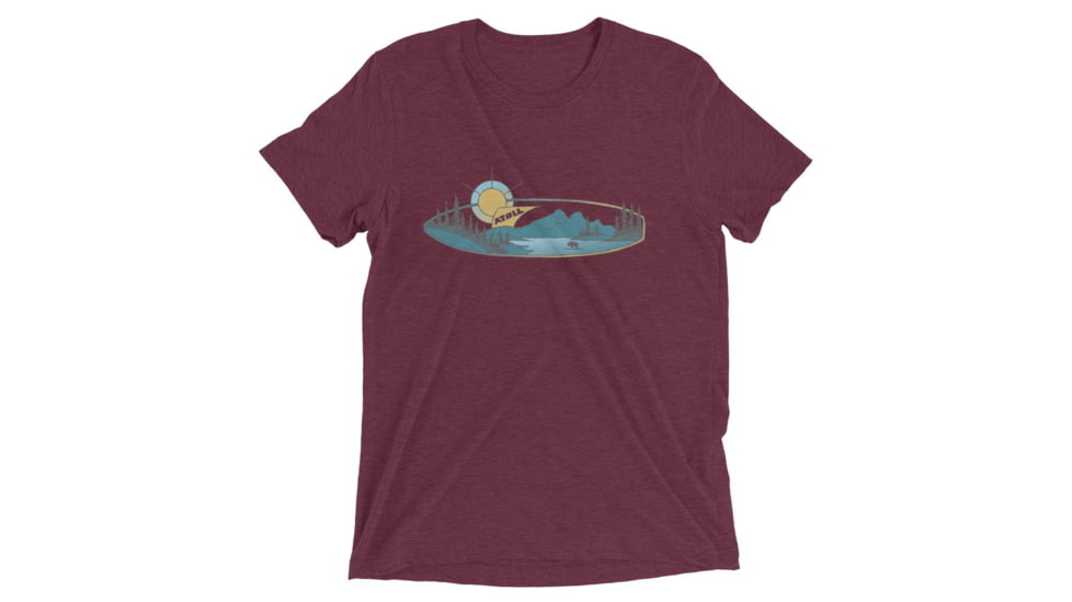 Atoll Board Co Short sleeve t-shirt with Atoll Mountain Lake SUP Graphic - Maroon Triblend, M - Maroon Triblend,M, 62C60B5D296AEMaroon-Triblend-M
