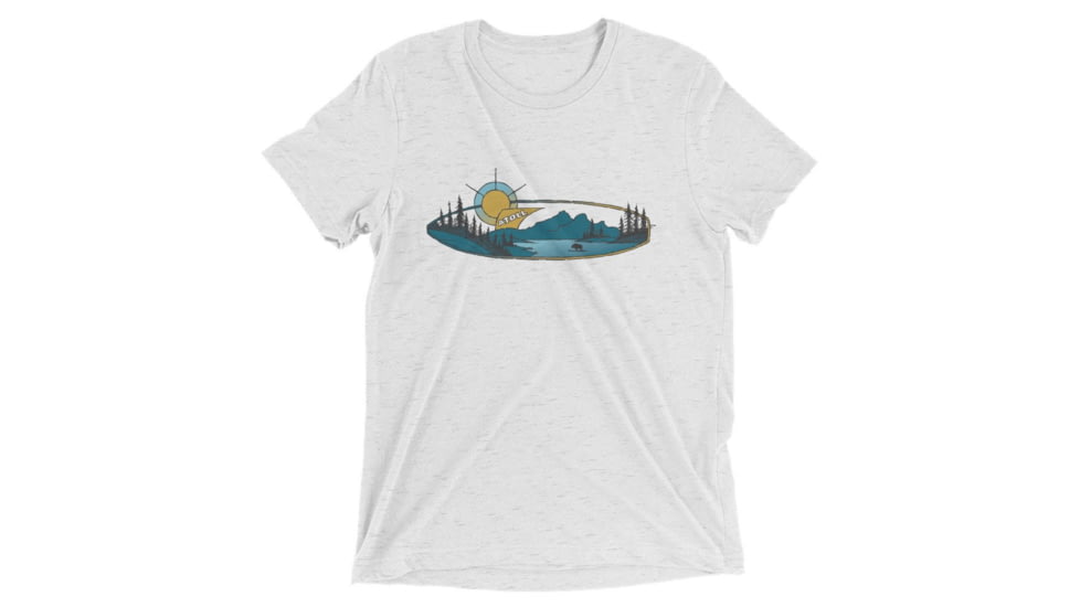 Atoll Board Co Short sleeve t-shirt with Atoll Mountain Lake SUP Graphic - White Fleck Triblend, XS - White Fleck Triblend,XS, 62C60B5D296AEWhite-Fleck-Triblend-XS