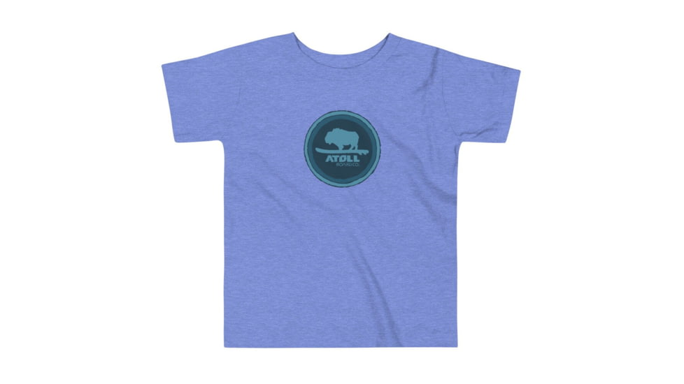 Atoll Board Co Toddler Short Sleeve Tee with Atol Bison Sheild Graphic - Heather Columbia Blue, 3T - Heather Columbia Blue,3T, 62D8604B47DDFHeather-Columbia-Blue-3T