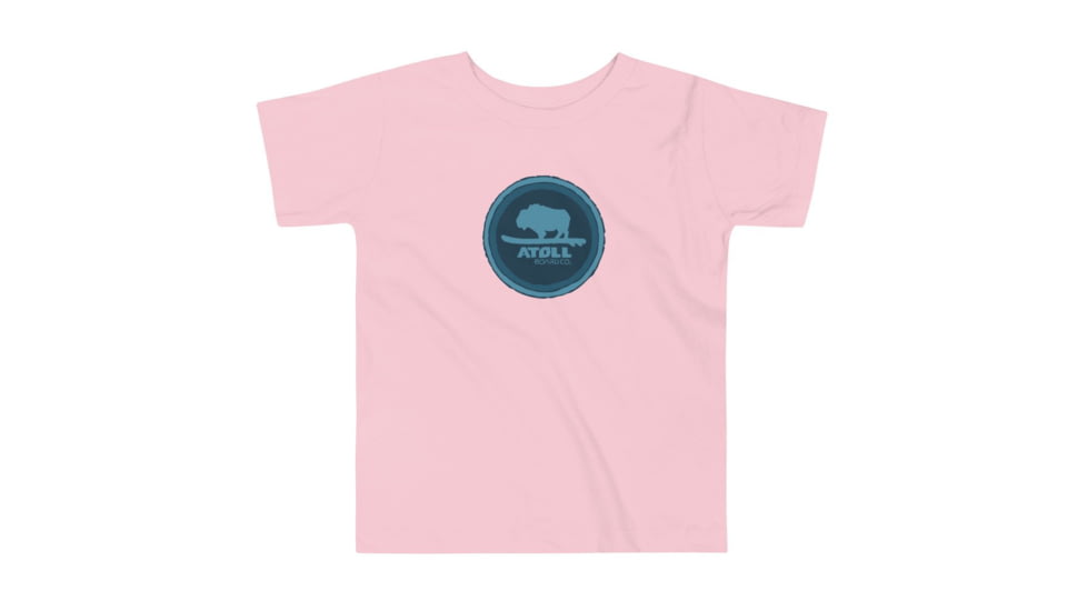 Atoll Board Co Toddler Short Sleeve Tee with Atol Bison Sheild Graphic - Pink, 5T - Pink,5T, 62D8604B47DDFPink-5T
