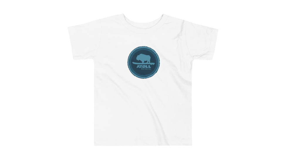 Atoll Board Co Toddler Short Sleeve Tee with Atol Bison Sheild Graphic - White, 3T - White,3T, 62D8604B47DDFWhite-3T