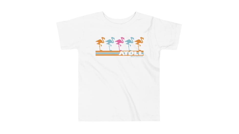 Atoll Board Co Toddler Short Sleeve Tee with Atoll Flamingo Design - White, 4T - White,4T, 62D85C946FD7BWhite-4T
