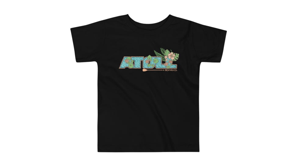 Atoll Board Co Toddler Short Sleeve Tee with Atoll Floral Graphic - Black, 2T - Black,2T, 62D85EFB34869Black-2T