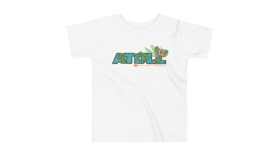 Atoll Board Co Toddler Short Sleeve Tee with Atoll Floral Graphic - White, 5T - White,5T, 62D85EFB34869White-5T