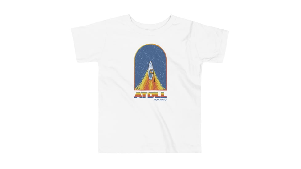 Atoll Board Co Toddler Short Sleeve Tee with Atoll Paddle Board Wake Graphic - White, 5T - White,5T, 62D860F053E91White-5T