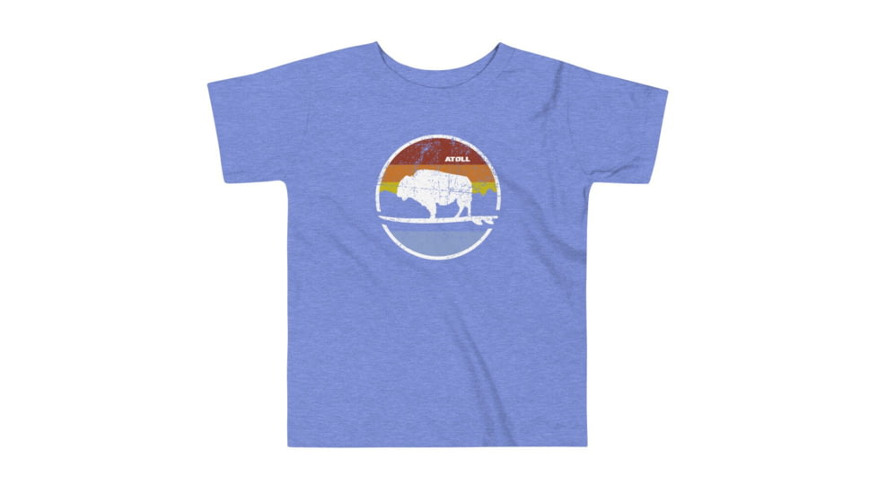 Atoll Board Co Toddler Short Sleeve Tee with Atoll Vintage Sunset Graphic - Heather Columbia Blue, 4T - Heather Columbia Blue,4T, 62D8627B21AAFHeather-Columbia-Blue-4T