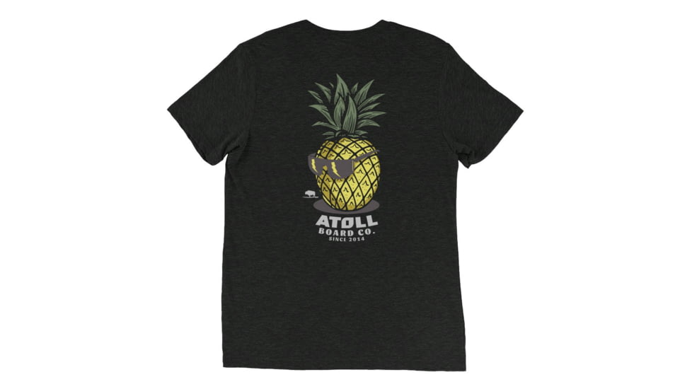 Atoll Board Co Tri Blend Tee with Atoll Pineapple Head Graphic - Charcoal-Black Triblend, XS - Charcoal-Black Triblend,XS, 6494C60F31920Charcoal-Black-Triblend-XS