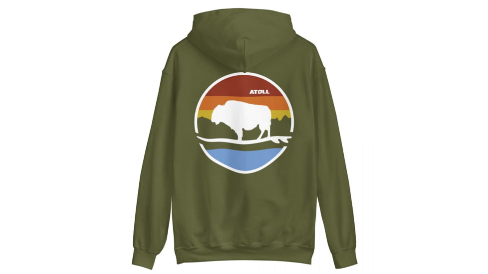 Atoll Board Co Unisex Box Hoodie with Atoll Landscape Graphic - Military Green, 3XL - Military Green,3XL, 62CEF7DDDE2C2Military-Green-3XL